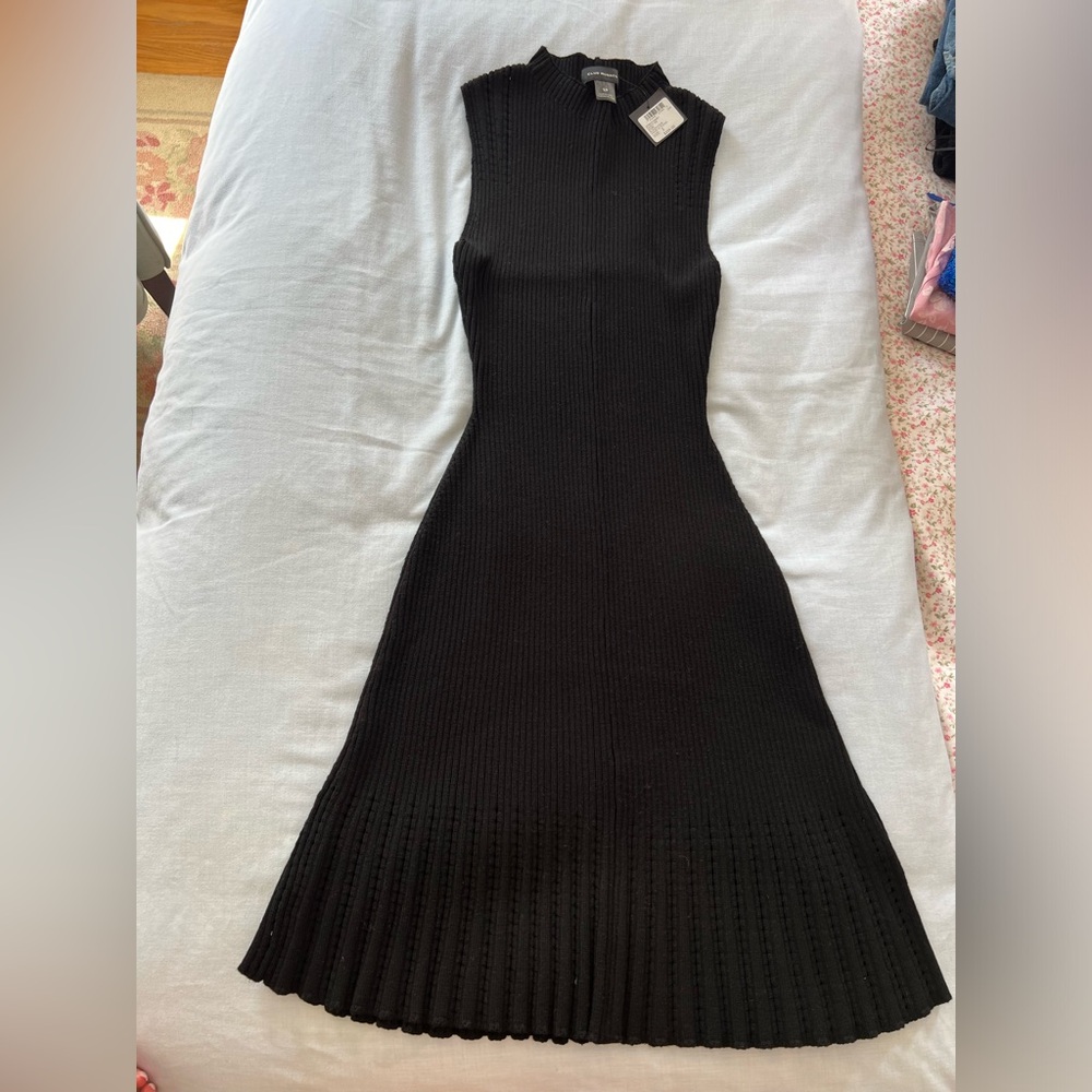 Club Monaco Black Pleated Sheath Maxi Dress